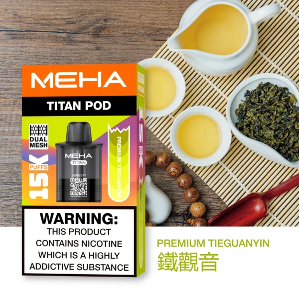MEHA 魅嗨 TITAN 泰坦 15000口 專用煙彈 主打Mesh網芯炸裂口感與15ml巨量裝 結合3%尼古丁鹽確保每一口都鮮活飽滿