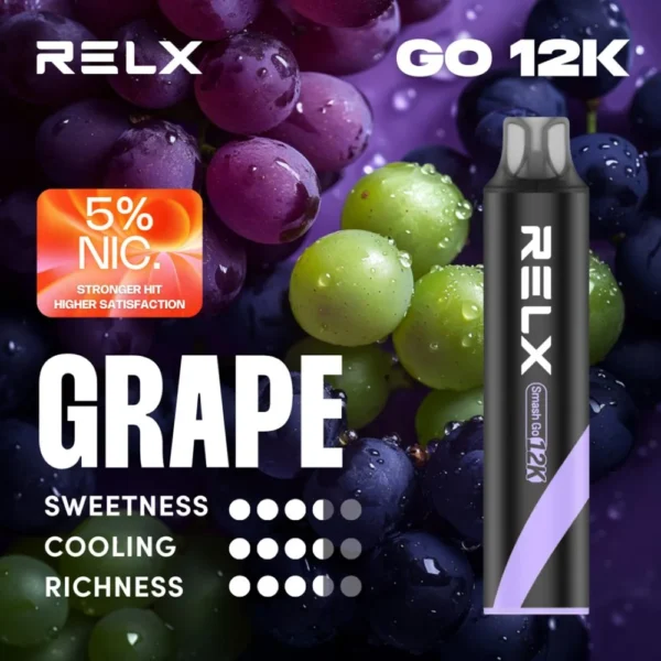 RELX Smash Go 12000口 拋棄式電子煙 主打獨家防乾燒技術 結合15ml澎湃大容量與3%~5%尼古丁鹽調配