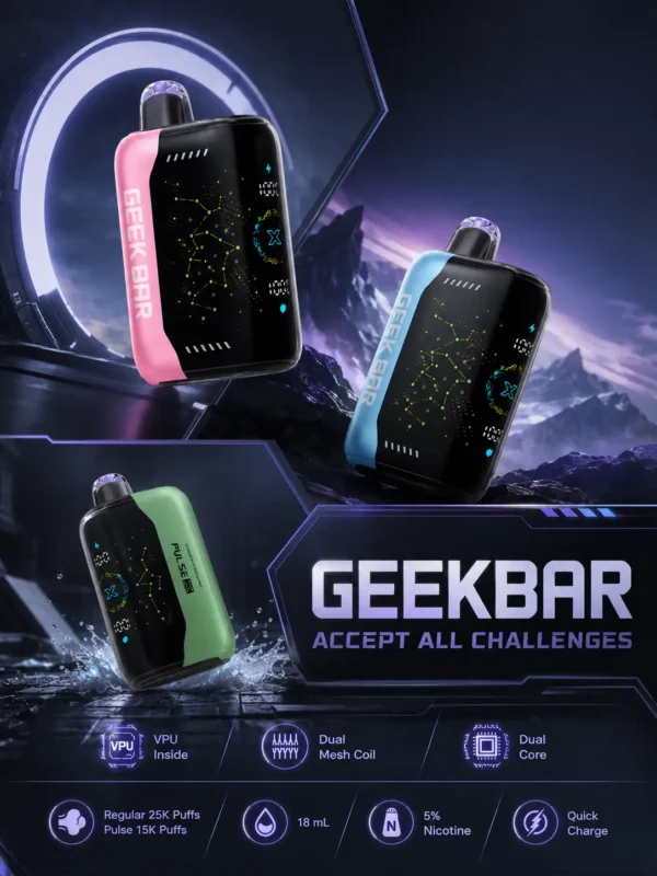 ChatGPT-Image-2026年8月31日-上午02_14_06.webp 【買5贈1】GEEK BAR Pulse X 星空系列 25000口 拋棄式電子煙 首創3D曲面全螢幕設計 結合18ml巨量油量與5%尼古丁鹽配方