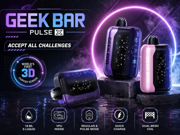 ChatGPT-Image-2026年8月31日-上午02_15_46.webp 【買5贈1】GEEK BAR Pulse X 星空系列 25000口 拋棄式電子煙 首創3D曲面全螢幕設計 結合18ml巨量油量與5%尼古丁鹽配方