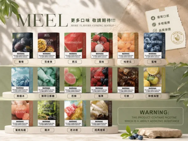 ChatGPT-Image-2026年9月4日-上午01_08_12.webp MEEL 一代通用煙彈 主打2ml巨量裝與升級陶瓷霧化芯 結合3%尼古丁鹽黃金比例配置 完美適配多款一代通用主機