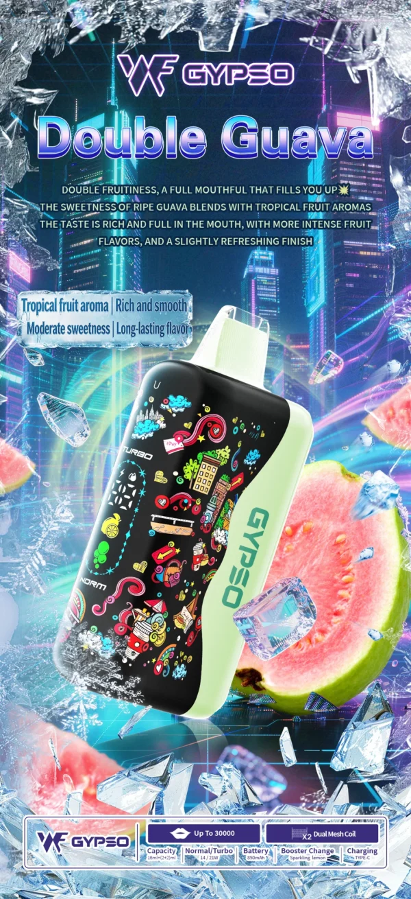 GYPSO 滿天星 30000口拋棄式電子煙 採用Dual Mesh雙網芯與雙模式雙功率設計 展現豐富層次