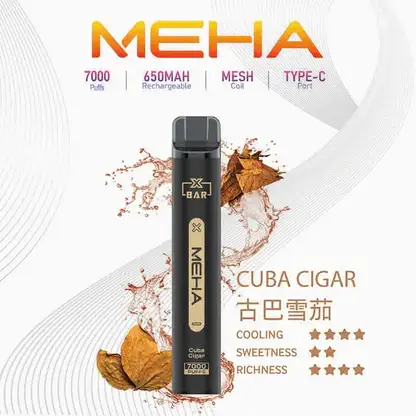 MEHA XBAR 魅嗨 小黑條 7000口 拋棄式電子煙 主打3%尼古丁鹽黃金配方與極強冰感體驗 結合Mesh芯爆發力強與650mAh可充電池