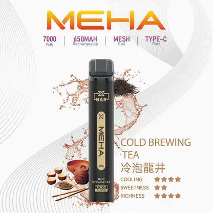MEHA XBAR 魅嗨 小黑條 7000口 拋棄式電子煙 主打3%尼古丁鹽黃金配方與極強冰感體驗 結合Mesh芯爆發力強與650mAh可充電池
