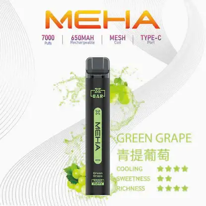 MEHA XBAR 魅嗨 小黑條 7000口 拋棄式電子煙 主打3%尼古丁鹽黃金配方與極強冰感體驗 結合Mesh芯爆發力強與650mAh可充電池