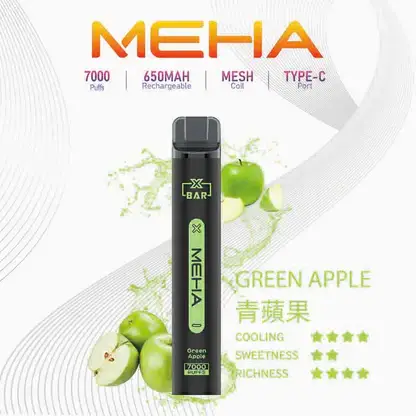 MEHA XBAR 魅嗨 小黑條 7000口 拋棄式電子煙 主打3%尼古丁鹽黃金配方與極強冰感體驗 結合Mesh芯爆發力強與650mAh可充電池