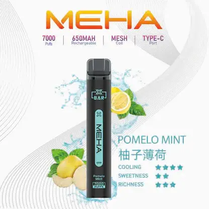 MEHA XBAR 魅嗨 小黑條 7000口 拋棄式電子煙 主打3%尼古丁鹽黃金配方與極強冰感體驗 結合Mesh芯爆發力強與650mAh可充電池