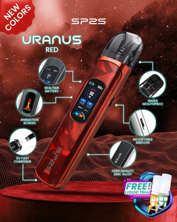 MP-Uranus-1080x1350px-New-Product-Red.webp SP2S 天王星 Uranus 開放式注油小煙主機 主打最大30W多檔調節爆發輸出與1000mAh大電量 搭配0.96吋液晶屏與雙阻抗空彈