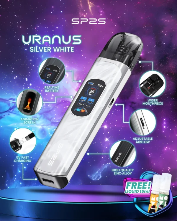MP-Uranus-1080x1350px-New-Product-Silver-White.webp SP2S 天王星 Uranus 開放式注油小煙主機 主打最大30W多檔調節爆發輸出與1000mAh大電量 搭配0.96吋液晶屏與雙阻抗空彈