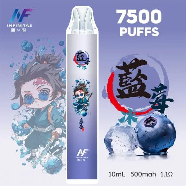 INF 無限 鬼滅之刃聯名 7500口 拋棄式電子煙 主打鬼滅之刃聯名造型與10ml大容量煙油 結合Mesh網芯爆發口感與550mAh大電芯