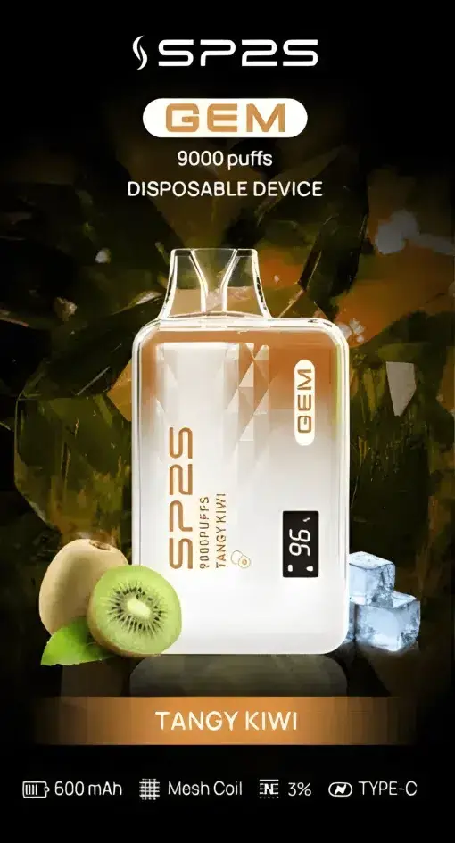 SP2S 思博瑞 GEM 9000口 拋棄式電子煙 主打透明水晶質感外觀設計 結合600mAh快充大電量與智能顯示螢幕功能